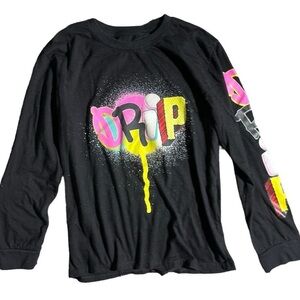 300-Drip Drop long sleeve tee - black and multicoloured #streetwear